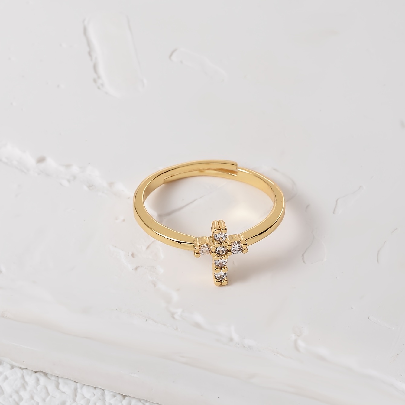 Adjustable Cross Ring with Zirconia Daily Wear Gift Option